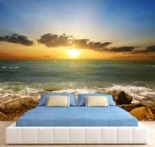 Beach Sea Sunset Clouds Sky Nature Photo Wallpaper Wall Mural Home Bedroom Deco