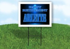 ARLETTE RETIREMENT BLUE 18 in x 24 in Yard Sign Road Sign with Stand