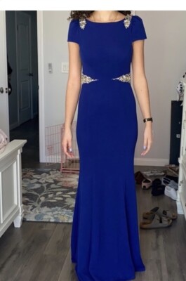 Mignon embellished maxi dress sequin Stones Prom party bridal bridesmaid  Blue