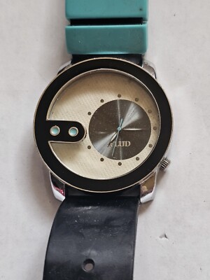 FLUD Unique Dial Men's Watch Teal Band Large Face Untested Condition 4 Parts C8