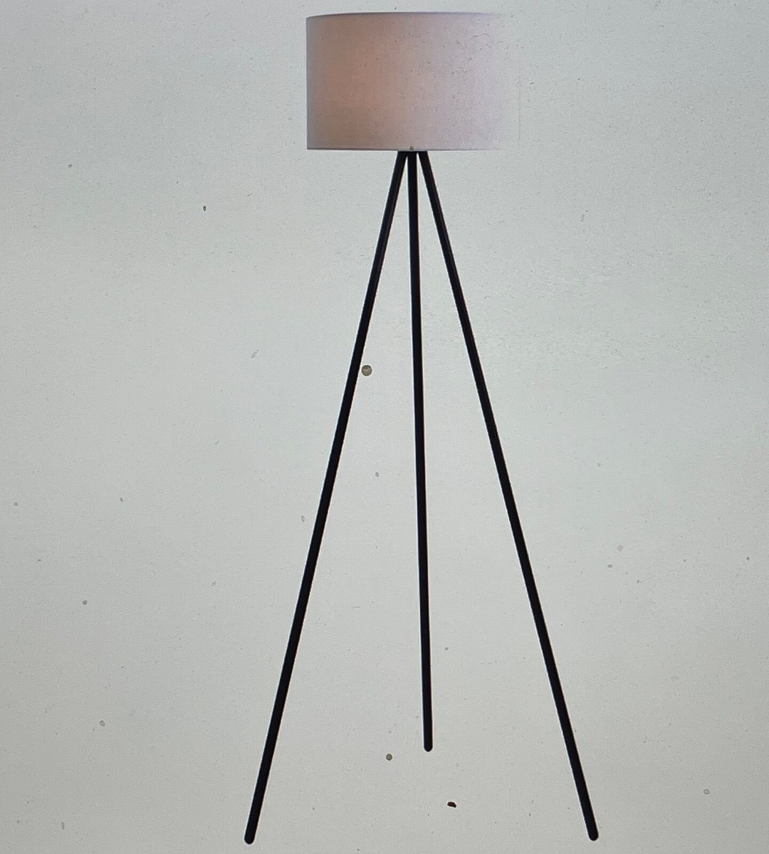 Tripod Floor Lamp New Black 61.25 inch Metal W/ White Linen Shade