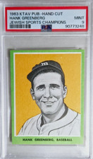 1963 KTAV Jewish Sports Champions Hank Greenberg Baseball Card PSA 9 Mint Tigers