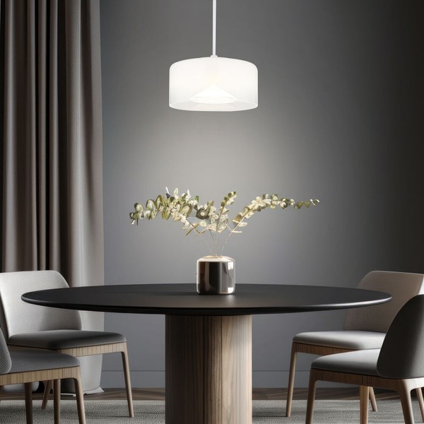Pendelleuchte HäNgelampe Esstischlampe Glas Opal KüChenlampe Weiß Led H 150 Cm-image