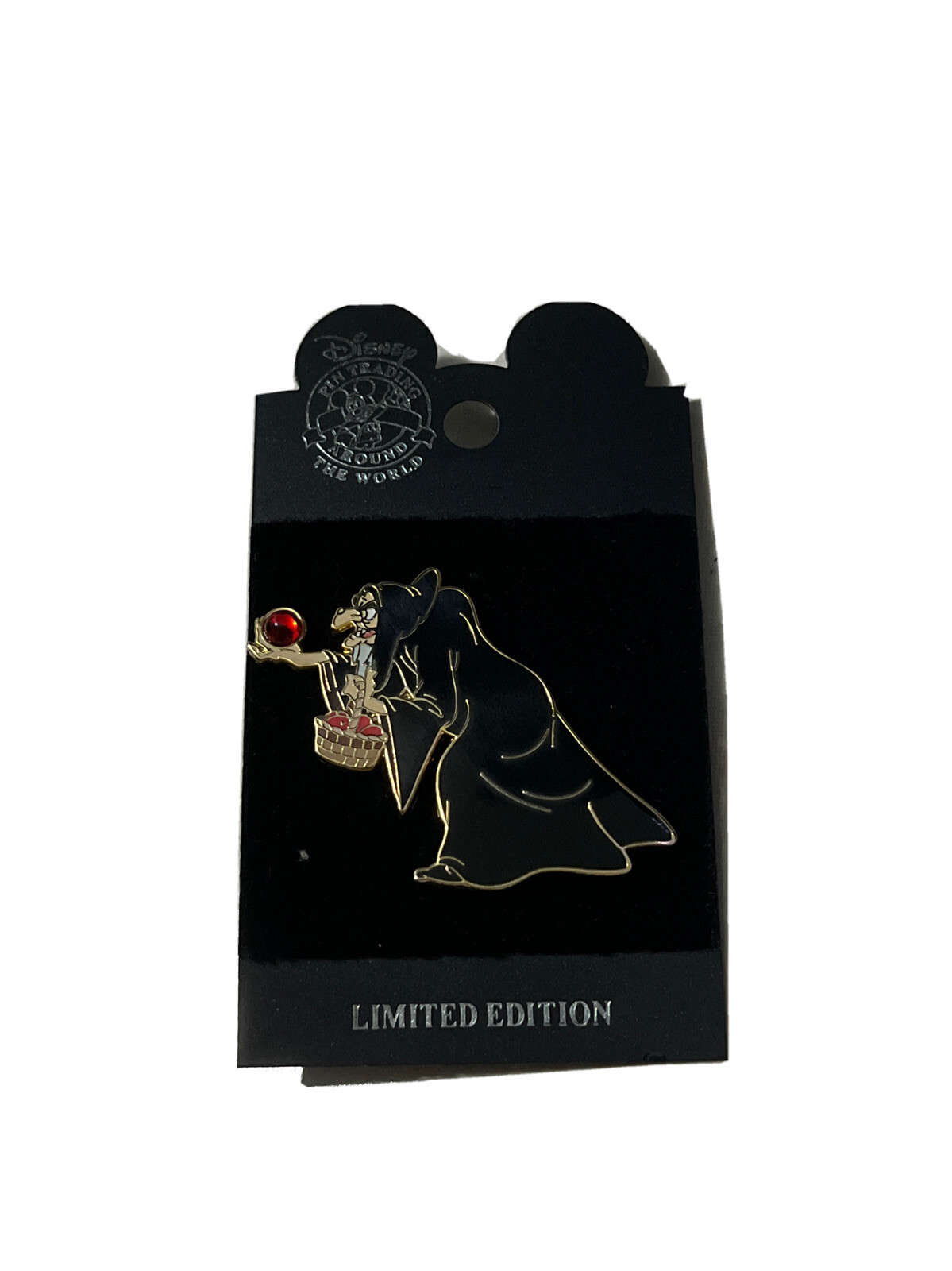 2002 DISNEY OLD HAG FROM SNOW WHITE PIN- IN HAND RUBY RED JEWEL- LIMITED EDITION