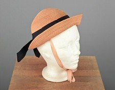 VTG Women's 20s Pink Braid Poke Straw Hat 1920s