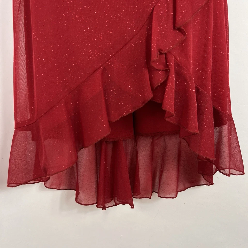 Vestido vintage Y2K Jodi Kristopher para mujer mediano sin mangas línea A rojo con volantes Foto 4 de 4