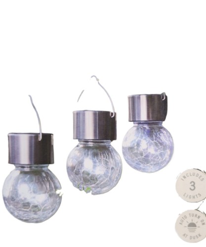 Rowan Solar Crackle Glass Lights Set Weather Resistant Bright White & MultiColor - Picture 16 of 23