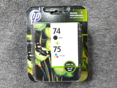 GENUINE HP 74 Black and 75 Tri-Color Ink Combo Pack Printer Ink EXPIRED  5/14