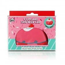 New NPW Pink Cupcake Waterproof Shower Cap - One Size Fits All - NWT