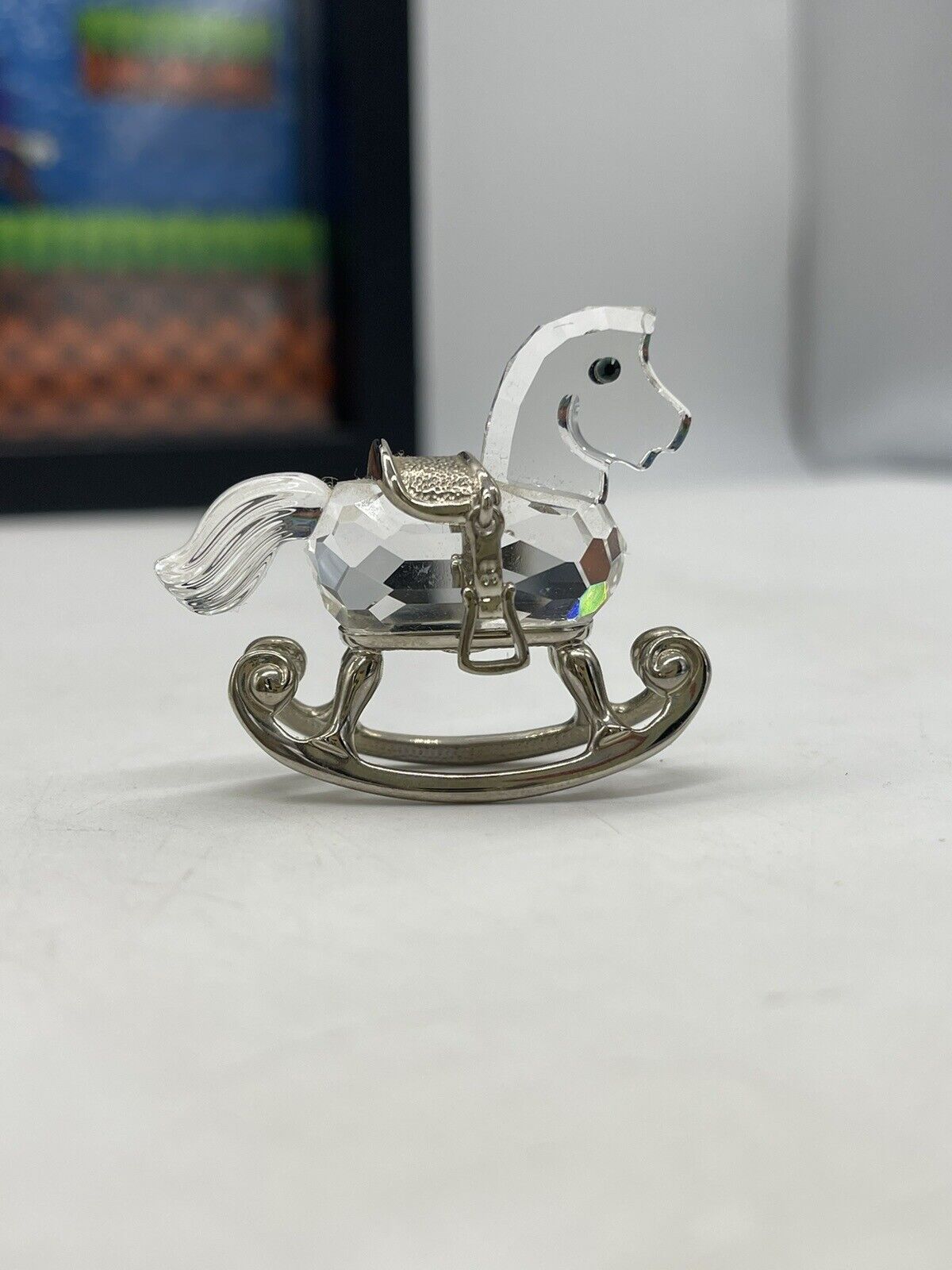 Swarovski Crystal Memories Mini Rocking Horse 199447 Silver Tone Swan Stamped