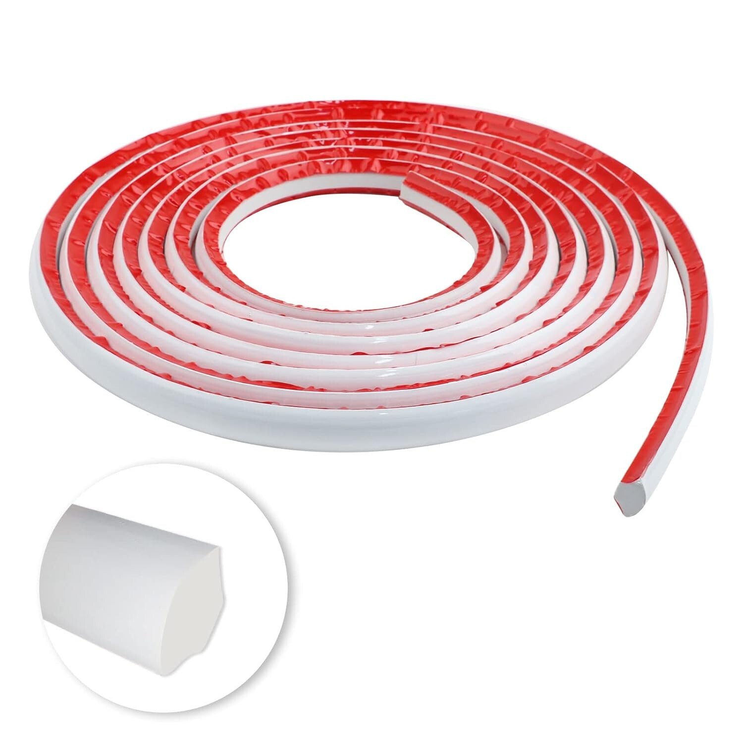 16.5 Feet Flexible Quarter-Round Trim for Wall Edges 198.0x0.8x0.5in White New