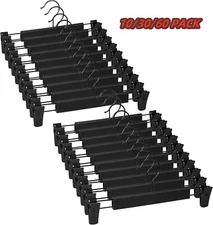 10-60 Pack Adjustable Clip Clothes Pants Hanger Trousers Skirt Dress Slack Rack