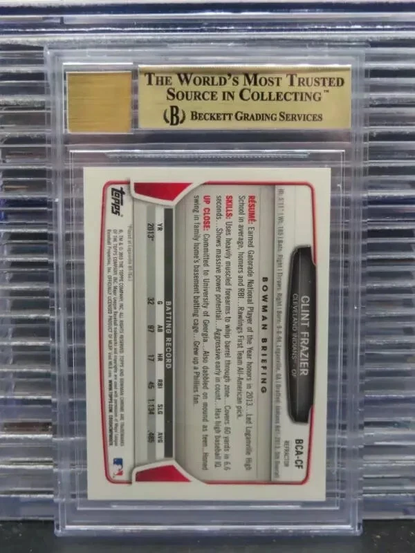 2013 Bowman Chrome Draft Clint Frazier Refractor Prospect Auto #BCA-CF BGS 9.5 - Image 2 of 2