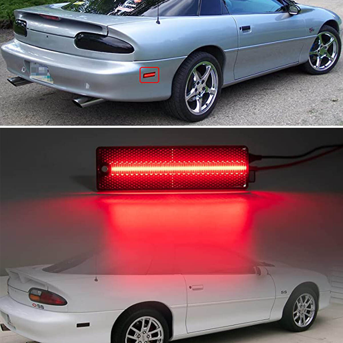 Litzland LED Rear Side Marker Lights For 1993-2002 Chevy Camaro - Red Lens, Red LED, Direct Replacement