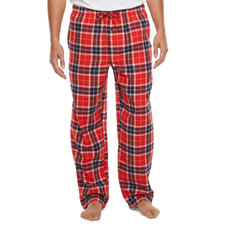 St. John's Bay Men's Flannel Pajama Lounge Pants X-LARGE Orange Blue Plaid New