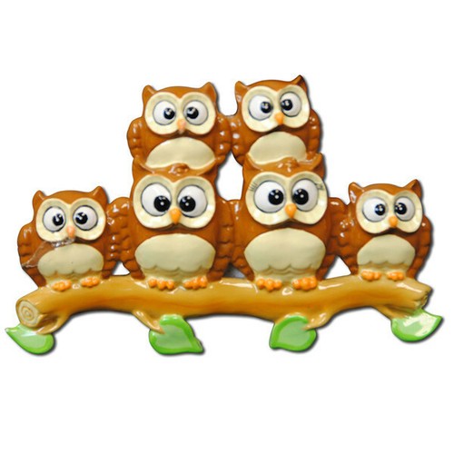 Owl on Branch Family of 2 3 4 5 6 Personalized Christmas Ornament - Picture 11 of 11