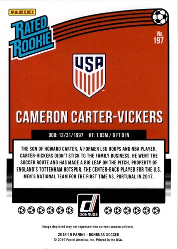 2018 Panini Donruss 197 Cameron Carter-Vickers Press Proof-Red - Picture 2 of 2