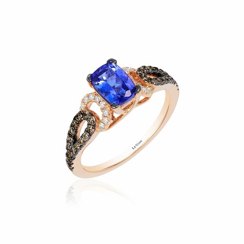 LeVian 14K Rose Gold Tanzanite G-H SI1 Chocolate Diamond 1.2 cts Ring Size 7 - Picture 2 of 6