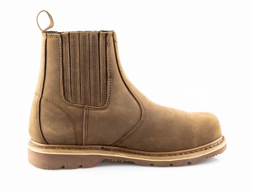 Mens Leather Goodyear Welted Slip On Chelsea Dealer Safety Ankle Boots Shoes - Picture 7 of 13