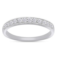 Natural Diamond Stackable Milgrain Wedding Band Ring For Mens 1/4 CT 10K Gold