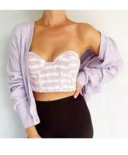 Zara Women s Tweed Gingham Strapless Corset Crop Top Size Medium