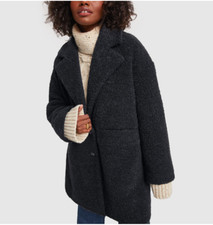 Nwt Ganni Bouclé Wool Coat Jacket Phantom Sz S/m Goop