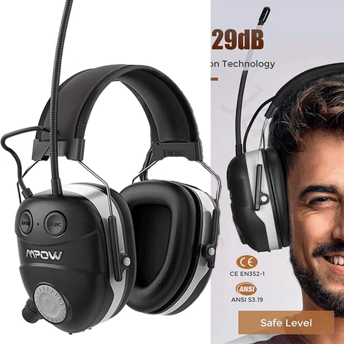 AM FM Radio Headphones Ear Muffs Noise Cancellation Shooting Earmuff Bluetooth - Picture 1 of 10
