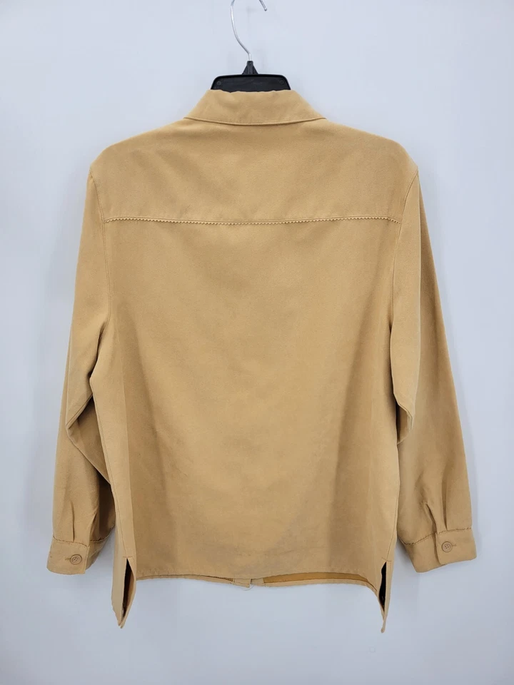 Camisa vaquera occidental de manga larga de gamuza sintética tostada grande Studio Works Top para mujer Foto 2 de 4