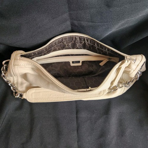 OROTON Shoulder Bag Off White Genuine Leather Zip Chain Metal Detail Design - Picture 6 of 14