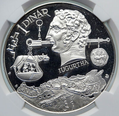 チュニジア　1ディナール　プルーフ銀貨　1969年 1969 TUNISIA History JUGURTHA Scales She-Wolf Silver Tunisian 1D