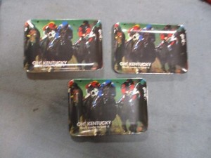 3 vintage KENTUCKY Tourism Advertising Change Tip Trays Horse Racing Derby