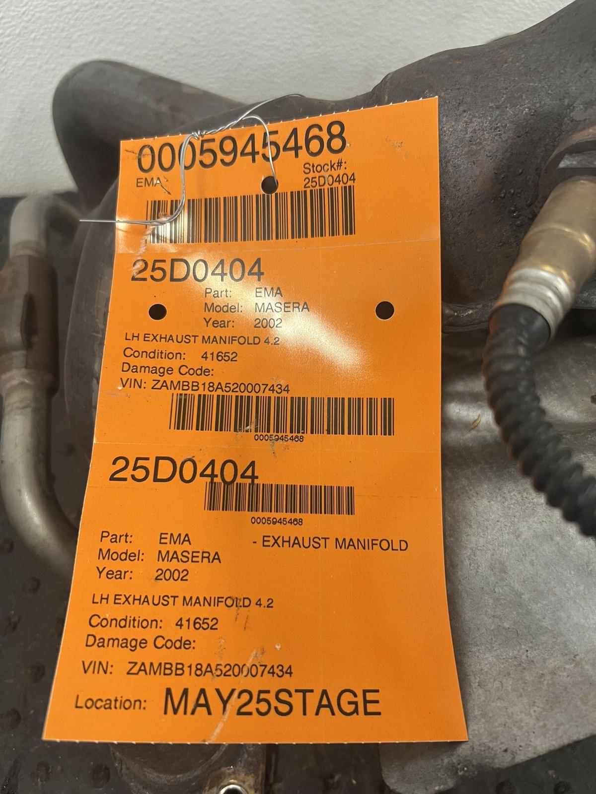 2002 MASERATI SPYDER 4.2 LEFT DRIVER SIDE EXHAUST MANIFOLD