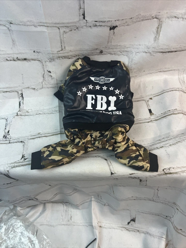Chaqueta para perro FBI perro de trabajo invierno cálido ropa para perros pequeños talla mediana Foto 2 de 4