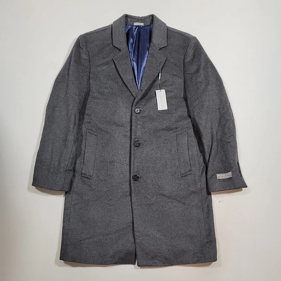 Michael Kors Madison Overcoat Men XL 46L Dark Gray Heather Wool Cashmere $495 - Image 2 of 4