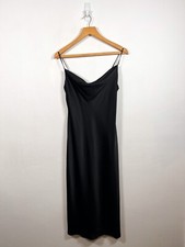 Light Before Dark Dress Small Black Silky Satin Slip Cowl Neck Urban Outfitters