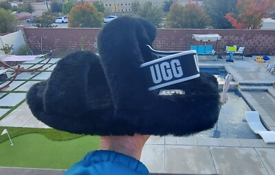 Black OH YEAH UGG Fur Slide Women Soft Plush Platform Slipper