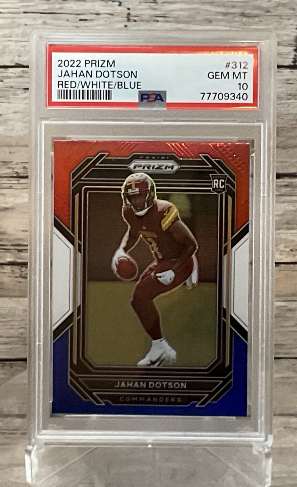 2022 PANINI PRIZM JAHAN DOTSON RED WHITE BLUE # 312 PSA 10 GEM MINT