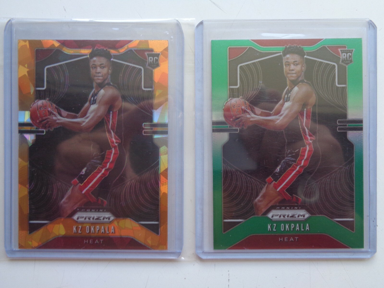 KZ Okpala 2019-20 Prizm Orange Ice & Green Prizm Rookie RC Card #275 Heat