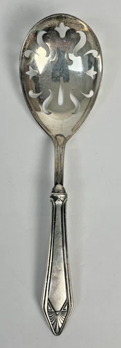 RARE ANTIQUE STERLING HANDLE SERVING SPOON NO MONOGRAM GORHAM ? ART DECO PATTERN