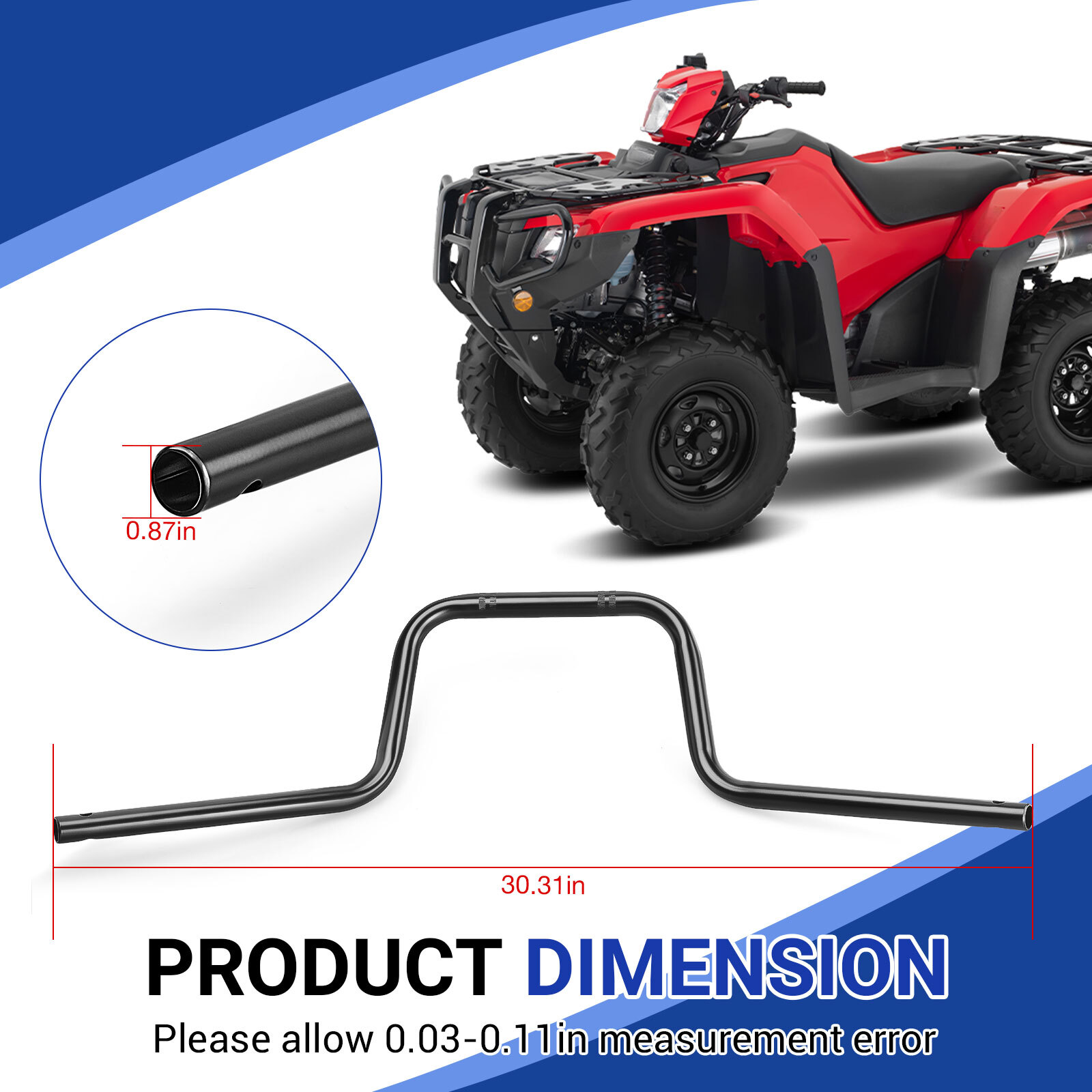 Handlebar 14-24 For Honda Rancher 420 TRX420 2x4 4x4 53100-HR3-WA0 53100-HR3-A20