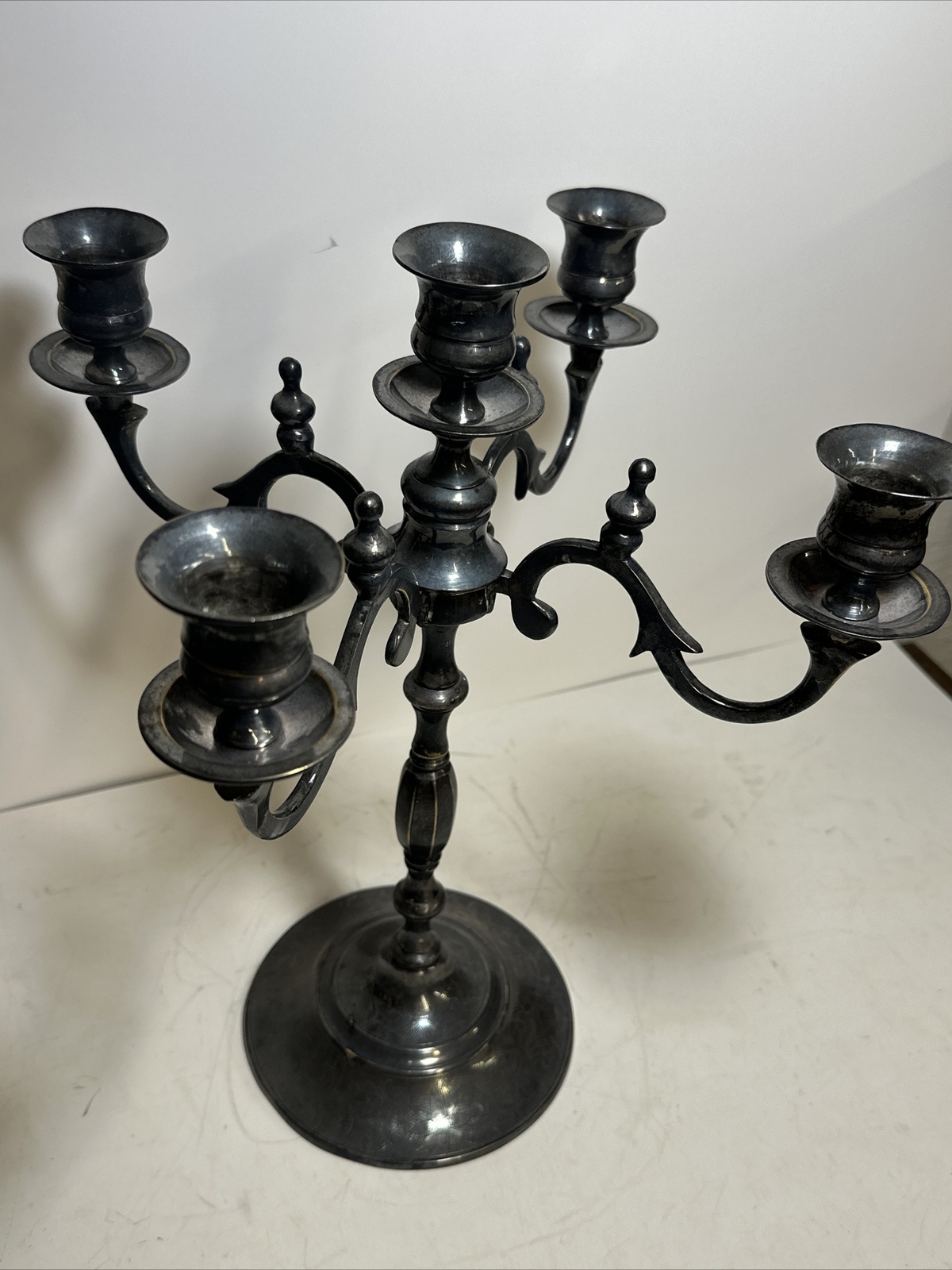 Vintage Silver Plated Candelabra 5 Candle Holder 4 Arm 14.5 Inch