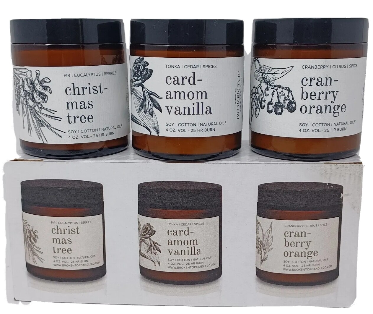 Broken Top Candle Company 3Piece Scented Soy Wax Candle Gift Set 4 oz
