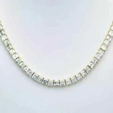 20 Ct Asscher Cut Lab Created Diamond Tennis Necklace 14K White Gold Plated 20"