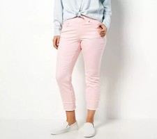 Belle by Kim Gravel TripleLuxe Reg Twill Crop Pants Flamingo 28 New