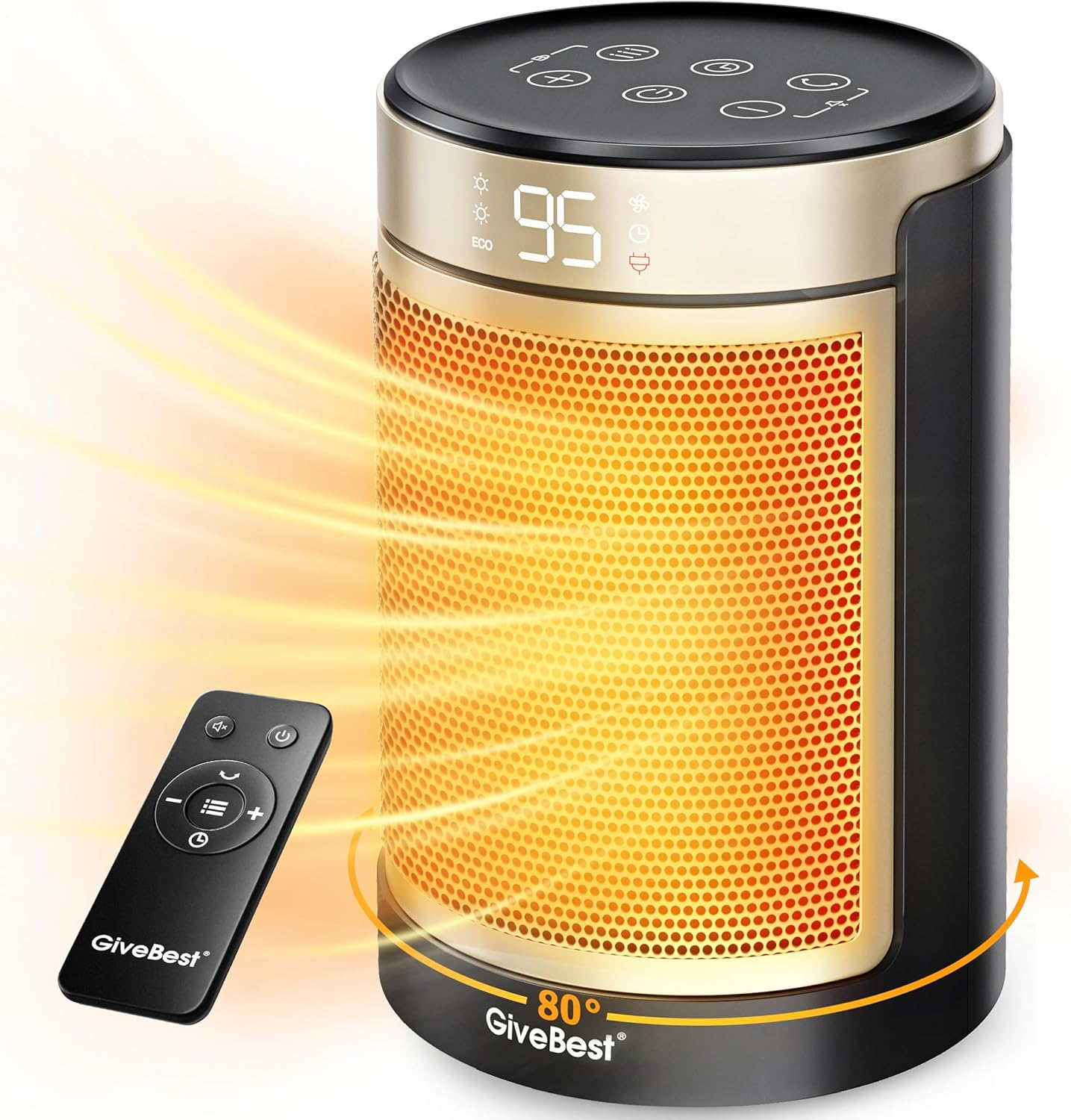 Space Heater for Indoor Use, 1500W Portable Electric Heater with Thermostat, 80°