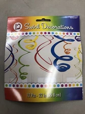 Amscan Rainbow Plastic Swirl Decorations 12 Count