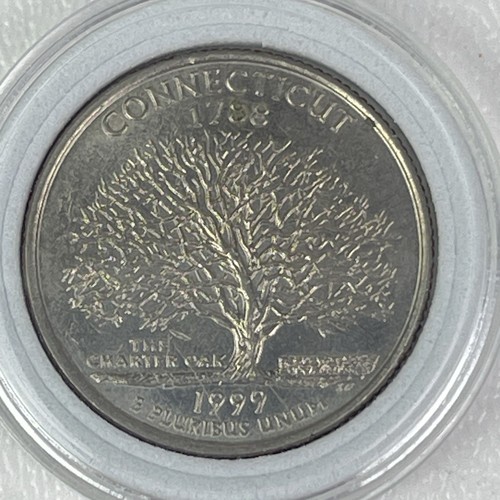 1999 D Connecticut Quarter Charter Oak Tree Washington Circulated - Picture 4 of 8