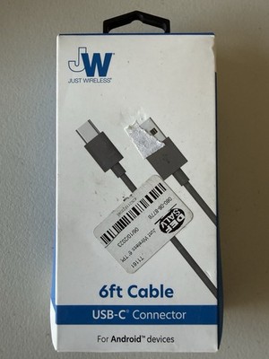 Just Wireless 6ft USB C Charging Cable for Android Phone Tablet Fast Charge