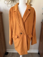 HAVE Los Angeles Super Soft Blazer Women M Mustard Orange Oversized Long Jacket