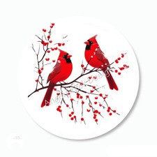 WINTER CARDINALS BERRIES CHRISTMAS STICKERS HOLIDAY PARTY FAVORS ENVELOPE SEALS